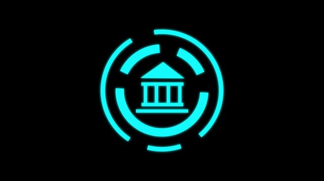 Bank Building Icon Isolated. Bank building icon animation.