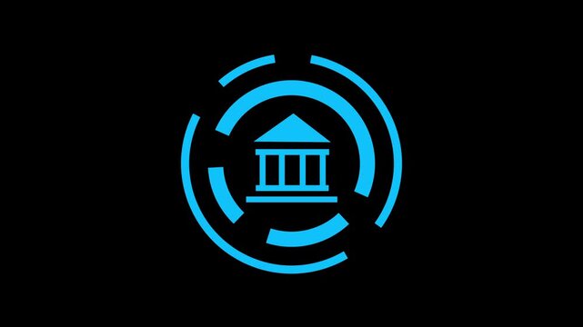 Bank Building Icon Isolated. Bank building icon animation.