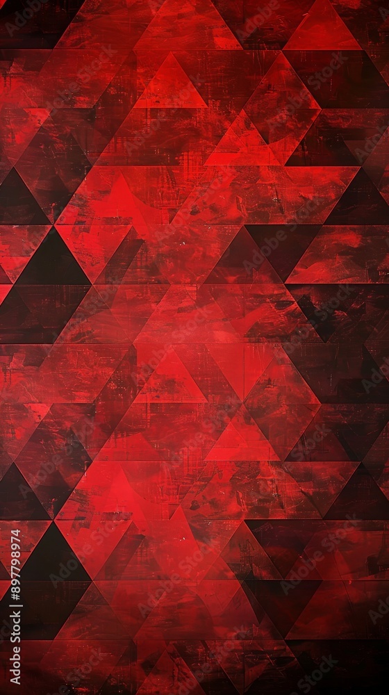 Aufkleber Abstract red geometric background with triangular pattern