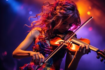 Fototapeta premium The world of music: a harmonious blend of dj consoles, loudspeakers, sheet music, headphones, and basses, essence of sound and rhythm in a dynamic, multi-sensory journey.