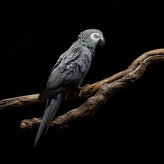 Obraz premium african grey parrot on a branch.