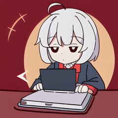 Old woman lady on laptop, yelling at the phone, enjoying the internet, older person, edna, Vector art,