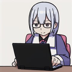 Old woman lady on laptop, yelling at the phone, enjoying the internet, older person, edna, Vector art,