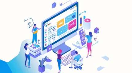 Illustrate a marketing agency's digital advertising team planning a targeted ad campaign, analyzing audience segments and discussing creative concepts. Capture their strategic and analytical approach.