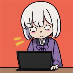 Old woman lady on laptop, yelling at the phone, enjoying the internet, older person, edna, Vector art,