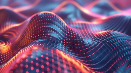 9. Create an abstract 3D rendered background of geometric patterns merging and evolving in a hypnotic dance of light and shadow.