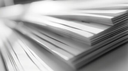 Stack of blank white paper is creating an abstract background with its edges and shadows