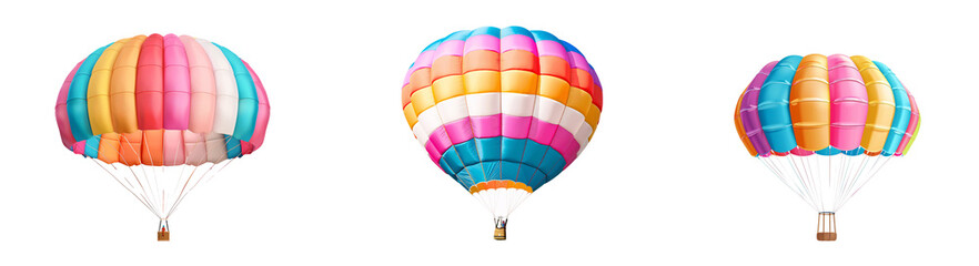 Fototapeta premium Colorful Hot Air Balloons on White Transparent Background
