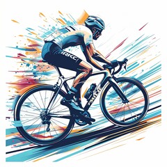 Cyclist in Motion with Abstract Background