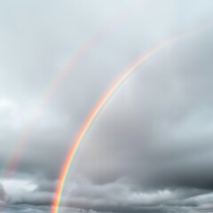 A rainbow with clouds