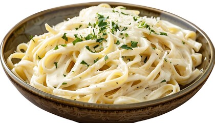 Spaghetti carbonara with parmesan cheese and basil