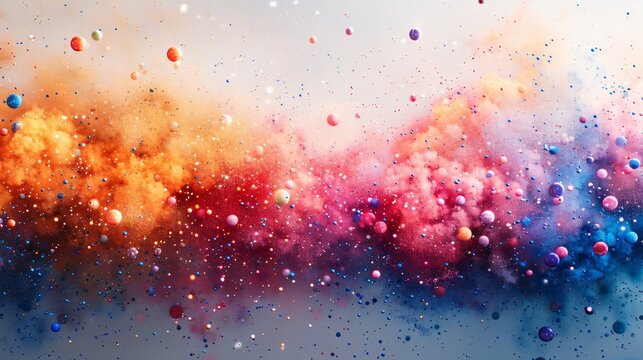 3D colorful fireworks exploding on a white background
