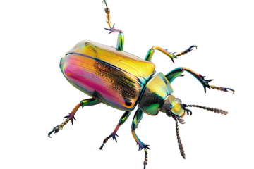 Vibrant Iridescent Beetle on Black Background