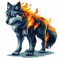 Fototapeta premium Fiery Wolf with Blazing Fur