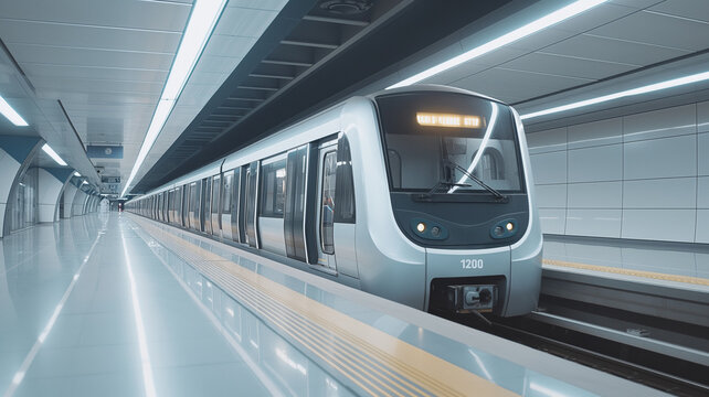 subway train in motion blur