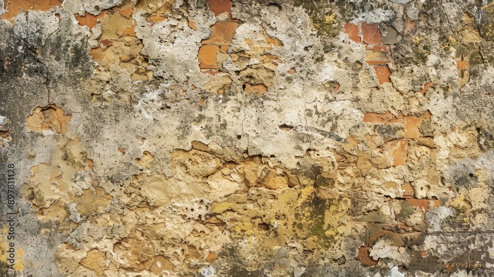 Poster texture of aged stone wall with space for text on a banner background of weathered rock with room fo