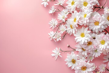 Fototapeta premium Springtime Elegance White Chrysanthemum and Daisy Bouquet on Pink