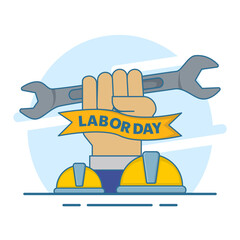 International Labor Day concept. Happy Labor Day or International Labor Day with workers. Labor Day and May Day celebrations. Perfect for Greeting Cards, Invitation Cards, Posters, Banners, etc.