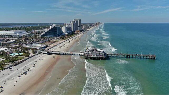 Daytona Beach Aerial Coastline Fly north Coast
