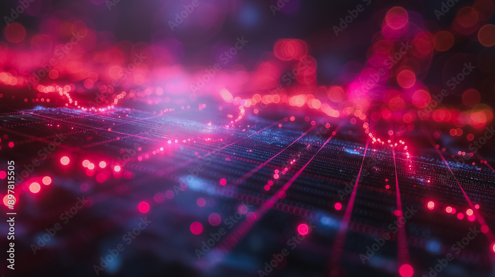 Poster a computer generated image of a red and blue background with a purple line. the image is abstract an