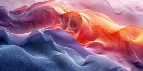 Obraz premium The vibrant abstract waves consist of red, orange, and purple hues that blend smoothly and dynamically in fluid motion