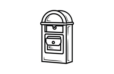 Letter box black icon isolated on white background. Vector illustration.