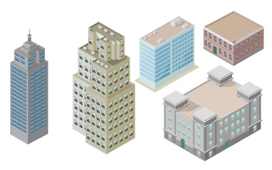 vector illustration set of isometric building