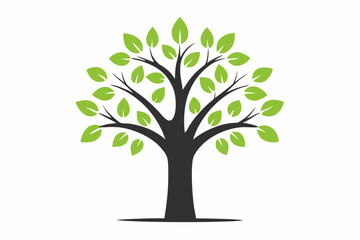  A vibrant vector illustration of a lush green tree with intricate branches and leaves, perfect for nature-themed designs and Eco-friendly projects.