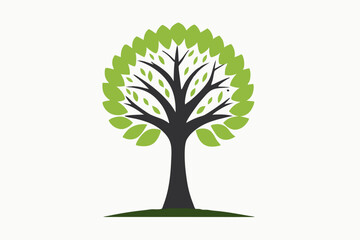 Fototapeta premium A vibrant vector illustration of a lush green tree with intricate branches and leaves, perfect for nature-themed designs and Eco-friendly projects.