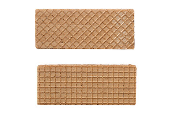 Waffles isolated on a white background. Two waffles view from above.