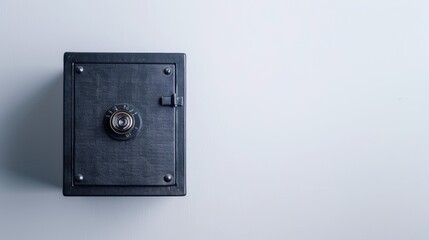 Fototapeta premium Locked and secure small home safe on a white background symbolizing safety and protection