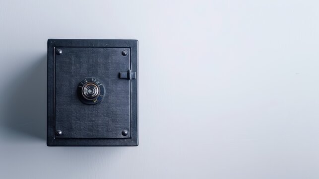 Locked and secure small home safe on a white background symbolizing safety and protection