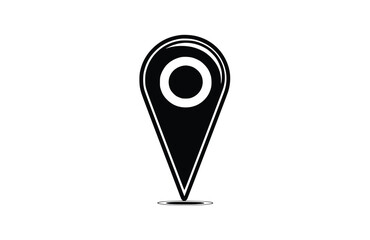 Map marker black icon isolated on white background. Vector illustration.
