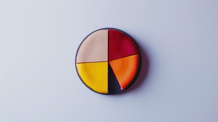 Round colorful pie chart representing market share with one slice missing on a white background