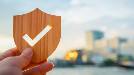Shield icon. Housing insurance against impending loss and fire, building fire insurance concepts.	