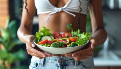 Healthy Eating Habits Fit Woman Using Diet Tools for Effective Dieting and Weight Loss, Achieve Your Fitness Goals with a Balanced Diet