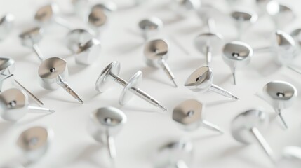Silver mounting plates scattered on white surface, essential for diy projects and home improvement, adding modern touch to interior design