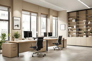 modern office interior with furniture