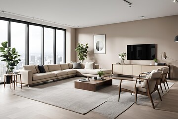 modern living room with fireplace