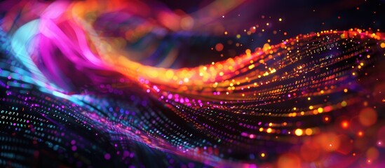 Obraz premium Abstract Digital Wave with Glowing Lights