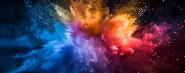 Fototapeta premium Explosion of colorful powder creating vibrant abstract art