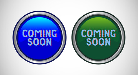 Coming soon Icon Button Set Design Illustration. Promotion or announcement Button.