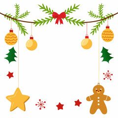 Christmas Border Decorations Garland Vector Illustration