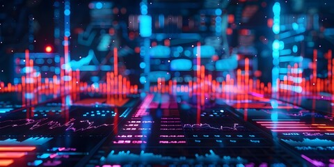 Graph, Stock market data, financial stocks, binary code