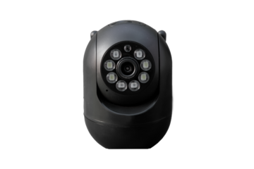 A surveillance camera monitors areas with a video lens, night vision, and weatherproof housing. It connects via Wi-Fi or Ethernet and often includes motion detection and remote access for enhanced sec