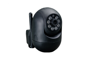 A surveillance camera monitors activities with a video lens, IR for night vision, weatherproof housing, and Wi-Fi or Ethernet connectivity. Features like motion detection and remote access enhance sec