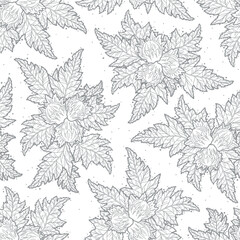 Series of seamless flower pattern motif galore in rustic floral scandinavian outline line for textile fabric wallpaper paper wrap print