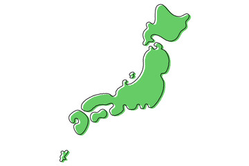 丸みのあるシンプルな日本地図＿手書き風