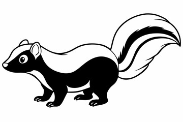 
skunk silhouette vector line art isolated on white background

