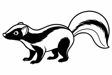 
skunk silhouette vector line art isolated on white background

